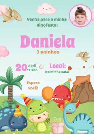 Invitación de cumpleaños Dinosaurio – Estático – Convites e Artes Digitais
