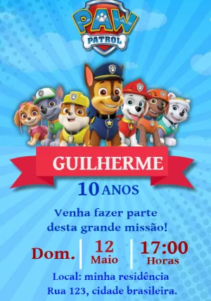 Invito di compleanno Paw Patrol – Statico – Samia designer