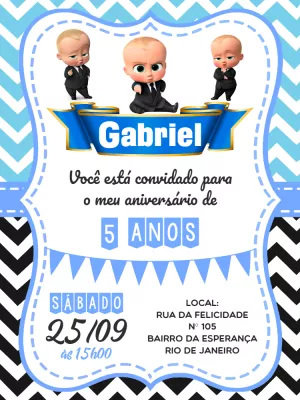 Convite Aniversário O Poderoso Chefinho para Editar Online