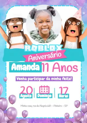 Invito di compleanno Roblox – Statico – Myanne Figueiredo