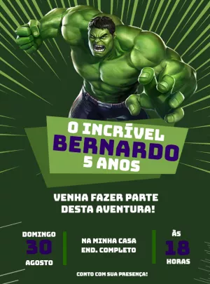 Convite de Aniversário do Incrível Hulk para Editar Online
