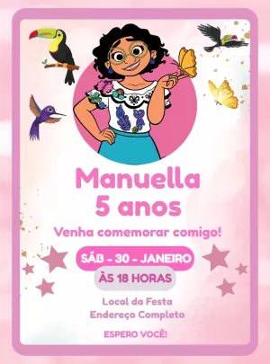 Convite Aniversário Encanto Mirabel para Editar Online