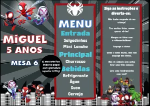 Menu de Aniversário Spidey e Amigos Espetaculares para Editar