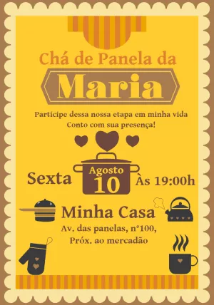 Convite Chá de Panela com Utensílios para Editar Online