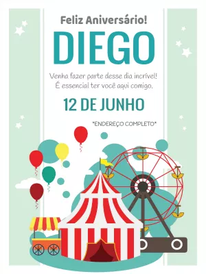 Invitation d'anniversaire Cirque – Statique – Wolf Designer