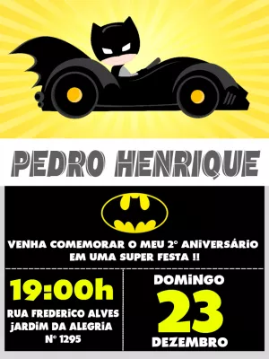 Convite de Aniversário Batman para Editar Online Grátis