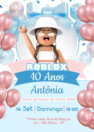 Convite de Aniversário Roblox Menina para Editar Online