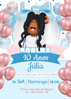 Convite de Aniversário Roblox Menina para Editar Online