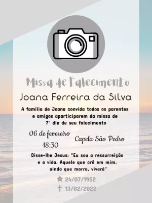 Convite Missa de 7º Dia com Foto para Editar Online