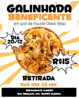 Cartaz para Galinhada Beneficente para Editar Online