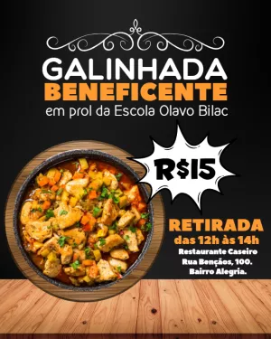 Flyer para Galinhada Beneficente: Crie seu Convite Online
