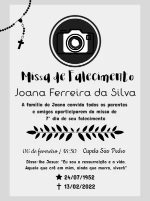 Convite Missa de 7º Dia com Foto para Editar Online