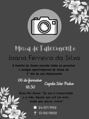 Convite Missa de 7º Dia com Foto para Editar Online