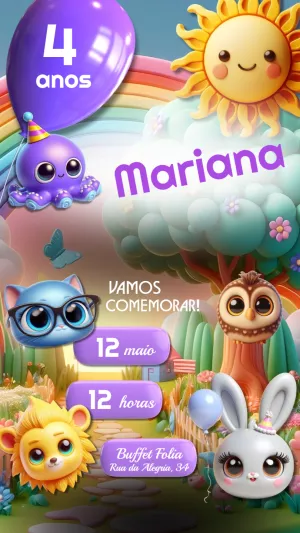 Invitación de cumpleaños Bolofofos – Estático – Felicity Artes