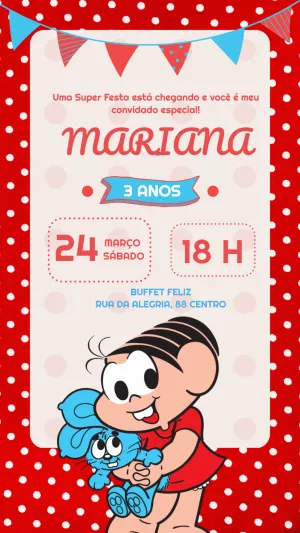 Convite Aniversário Turma da Mônica para Editar Online
