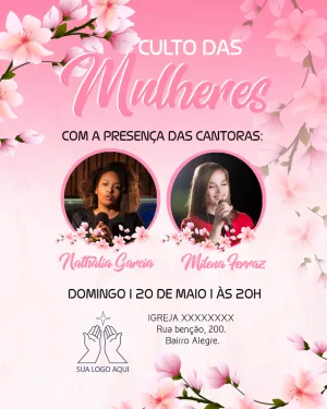 Convite Culto de Mulheres com Fotos para Editar Online
