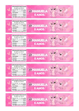 Rótulo de Garrafa Stitch e Angel para Aniversário para Editar