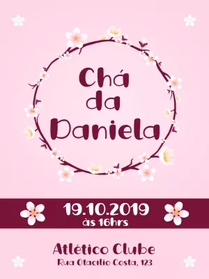 Convite Chá de Panela Flor de Cerejeira para Editar Online
