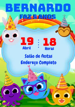 Invitación de cumpleaños Bolofofos – Estático – Montando a Sua Festa Oficial