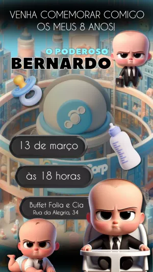 Convite de Aniversário O Poderoso Chefinho para Editar Online