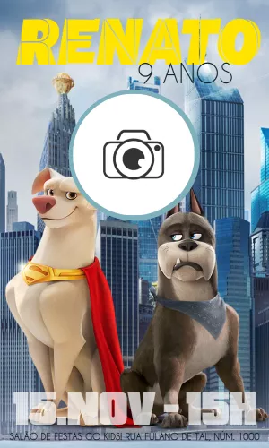 Convite de Aniversário Super Pets com Foto para Editar Online