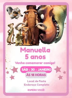 Convite de Aniversário A Era do Gelo para Editar Online
