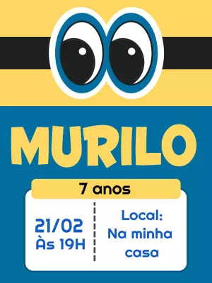 Convite de Aniversário Minions para Editar Online