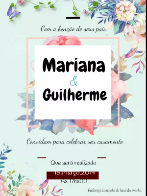 Convite de Casamento Floral Aquarela para Editar Online