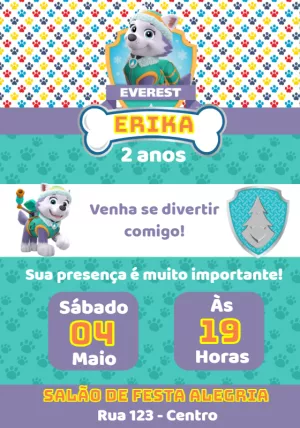 Invito di compleanno Paw Patrol – Statico – Convites e Artes Digitais