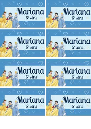 Etiqueta Escolar Princesas Disney para Editar e Imprimir