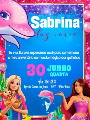 Invitación de cumpleaños Barbie – Estático – Carolina