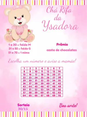 Chá Rifa Ursinha Princesa Rosa para Editar Online
