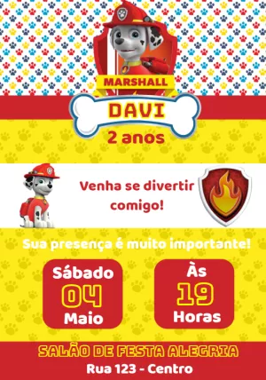 Invito di compleanno Paw Patrol – Statico – Convites e Artes Digitais