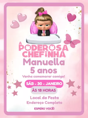 Convite de Aniversário Poderosa Chefinha para Editar Online