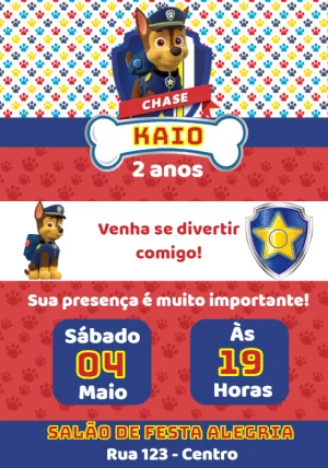 Invito di compleanno Paw Patrol – Statico – Convites e Artes Digitais