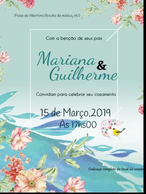 Convite de Casamento Floral Aquarela para Editar Online