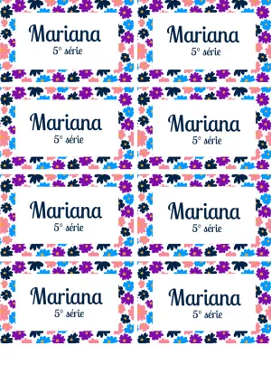 Etiqueta Escolar Flores Coloridas para Editar Online