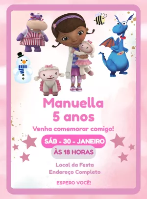Convite de Aniversário Doutora Brinquedos para Editar Online