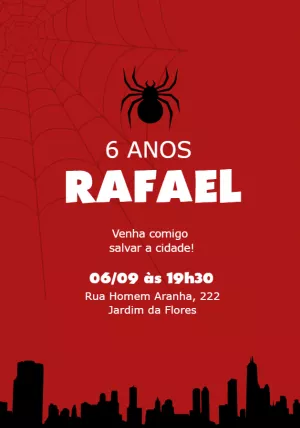 Convite Aniversário Homem Aranha para Editar Online