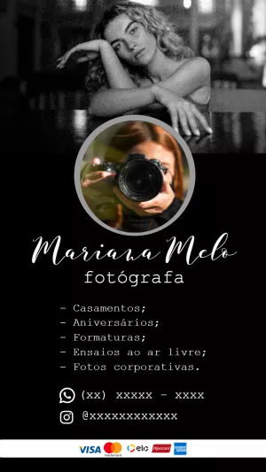 Cartão de Visita Fotografia Profissional para Editar Online