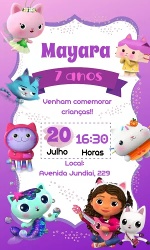 Convite Aniversário A Casa Mágica da Gaby para Editar Online