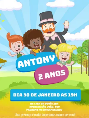Convite de Aniversário Mundo Bita para Editar Online