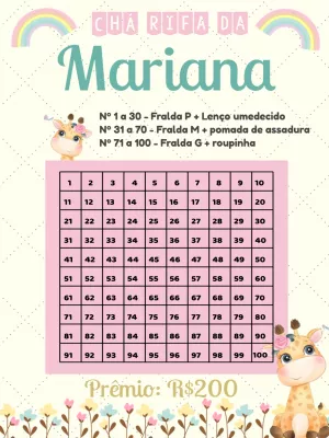 Chá Rifa de Bebê Girafinha Fofa para Editar Online