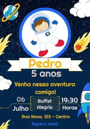 Invito di compleanno Astronauta – Statico – Convites e Artes Digitais