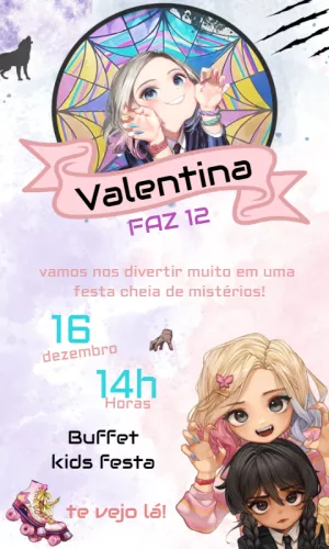 Invito di compleanno Mercoledì – Statico – Convites Personalizados