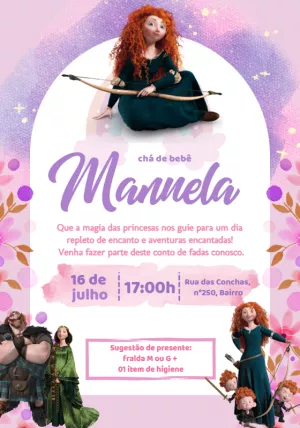 Convite Chá de Bebê Valente Merida para Editar Online
