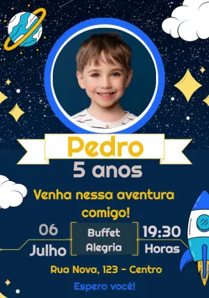 Invito di compleanno Astronauta – Statico – Convites e Artes Digitais