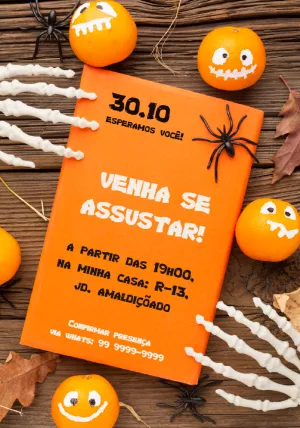 Convite de Halloween Assustador para Editar Online e Imprimir