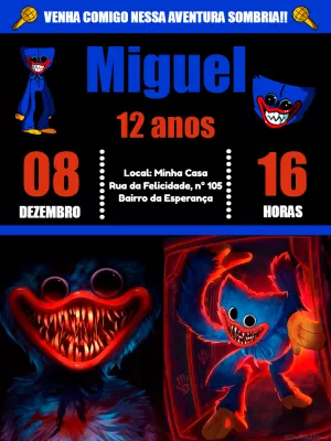 Convite de Aniversário Huggy Wuggy Editável Online