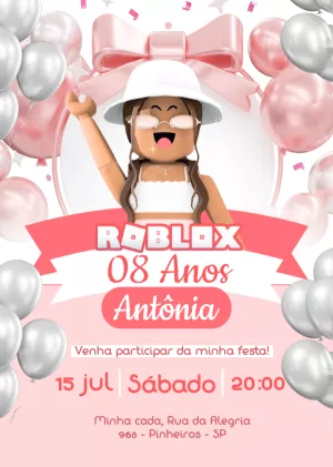 Invito di compleanno Roblox – Statico – Myanne Figueiredo